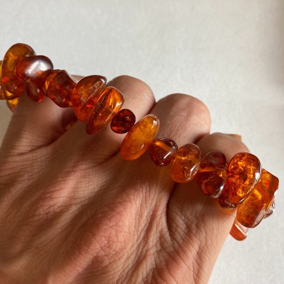 Bracelet Genuine Amber Stretch One Size Fits All Unisex Jewelry Women's Men's - Picture 2 of 11